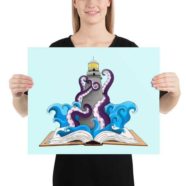 Kraken and Lighthouse Print / Poster