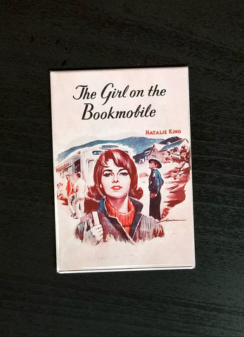 Girl on the Bookmobile vintage book cover career romance refrigerator magnet