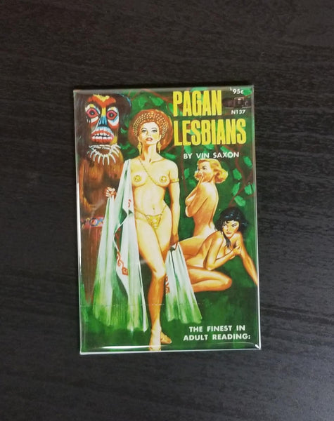 Pagan Lesbians vintage refrigerator magnet pulp adult fiction cover