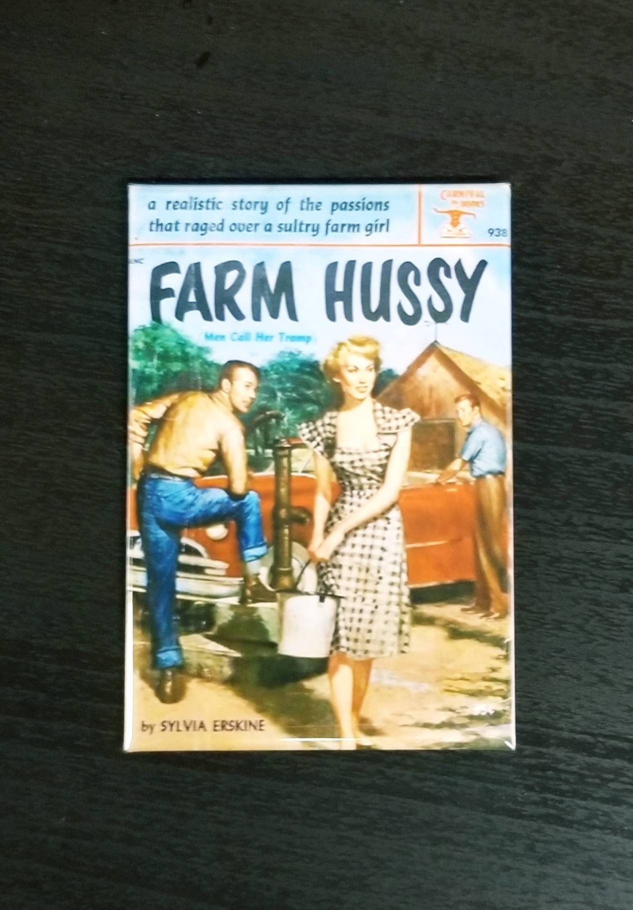 Farm Hussy vintage refrigerator magnet pulp adult fiction cover