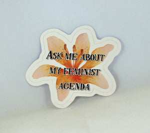Ask me about my feminist agenda  vinyl sticker