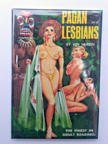 Pagan Lesbians vintage refrigerator magnet pulp adult fiction cover