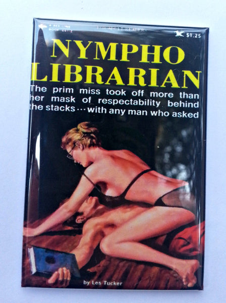 Nympho Librarian vintage refrigerator magnet pulp fiction cover